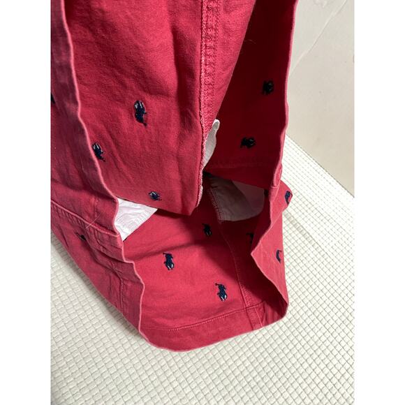 Ralph Lauren Vintage Red Skirt Size 6 Navy Blue Pony Print Pre-owned Made in USA - Picture 6 of 6